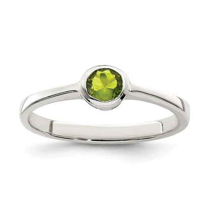 Sterlingsilber Lime Grün Rund Zargenfassung Zirkonia Ring