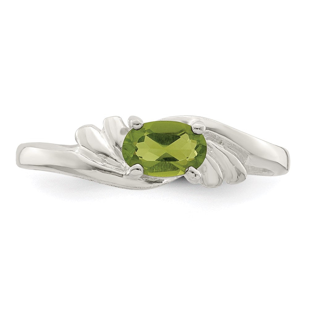 Sterlingsilber Lime Grün Oval Zirkonia Ring
