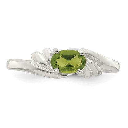 Sterlingsilber Lime Grün Oval Zirkonia Ring
