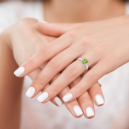 Sterlingsilber Lime Grün & Weiß Zirkonia Ring