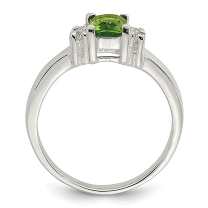 Sterlingsilber Lime Grün & Weiß Zirkonia Ring