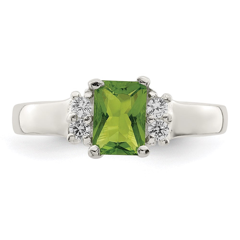 Sterlingsilber Lime Grün & Weiß Zirkonia Ring