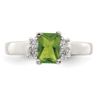 Sterlingsilber Lime Grün & Weiß Zirkonia Ring