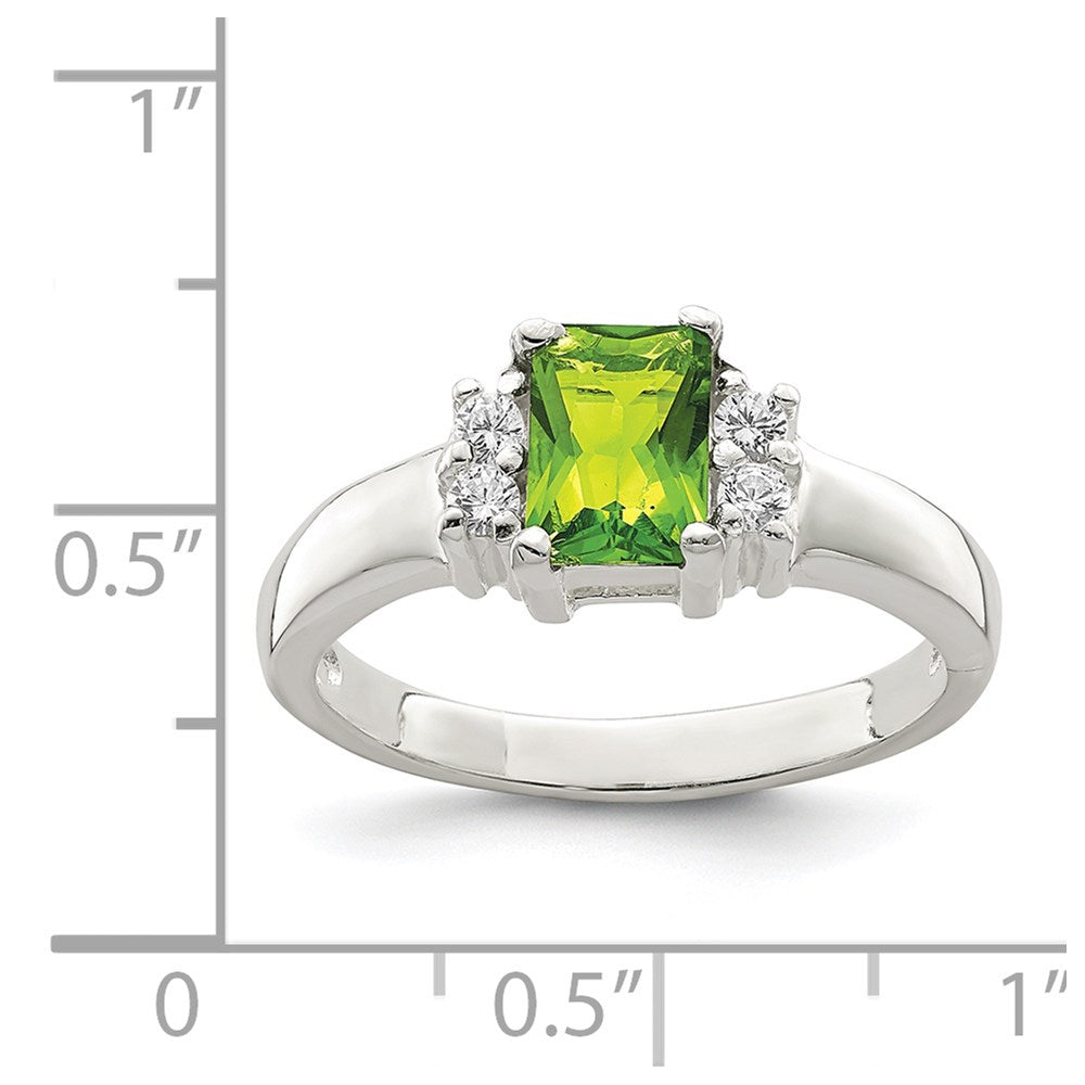Sterlingsilber Lime Grün & Weiß Zirkonia Ring