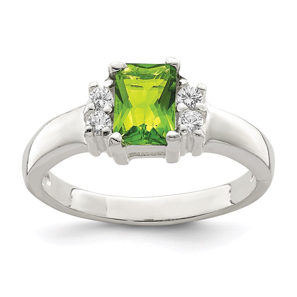 Sterlingsilber Lime Grün & Weiß Zirkonia Ring