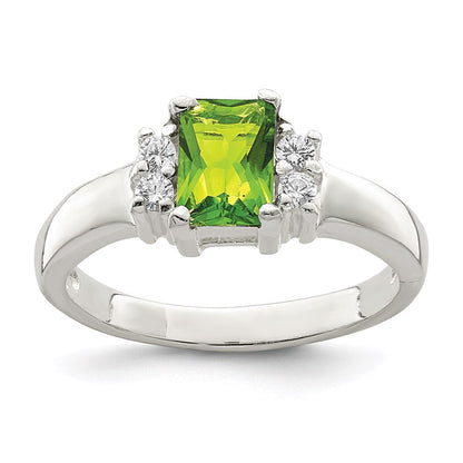 Sterlingsilber Lime Grün & Weiß Zirkonia Ring