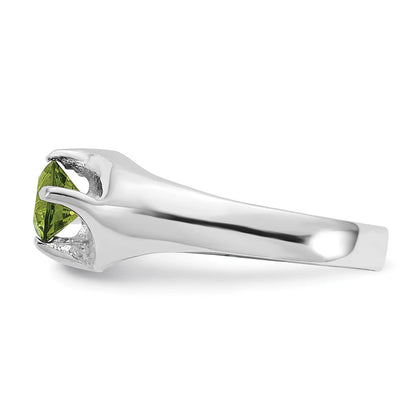 Sterlingsilber Lime Grün Rund Zirkonia Ring (size 6 Nur)