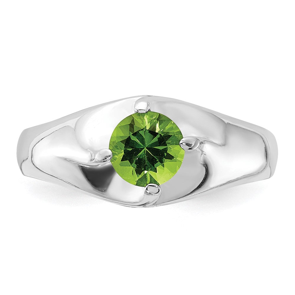 Sterlingsilber Lime Grün Rund Zirkonia Ring (size 6 Nur)