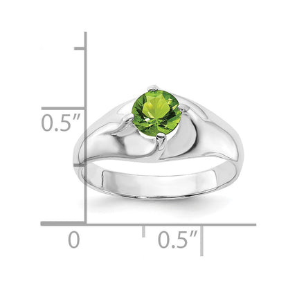 Sterlingsilber Lime Grün Rund Zirkonia Ring (size 6 Nur)