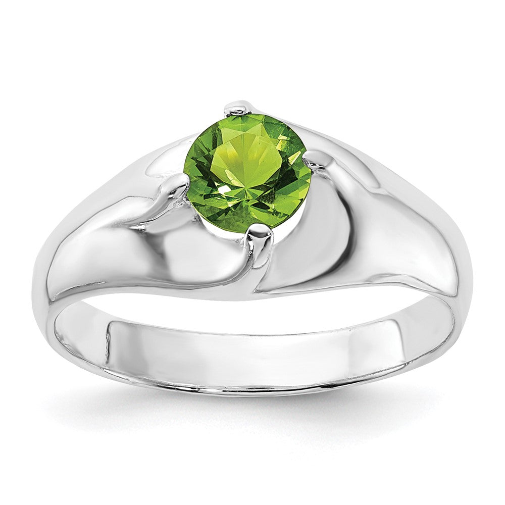 Sterlingsilber Lime Grün Rund Zirkonia Ring (size 6 Nur)