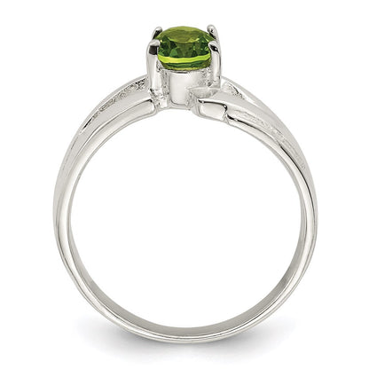 Sterlingsilber Lime Grün Oval Zirkonia Ring (size 7 Nur)
