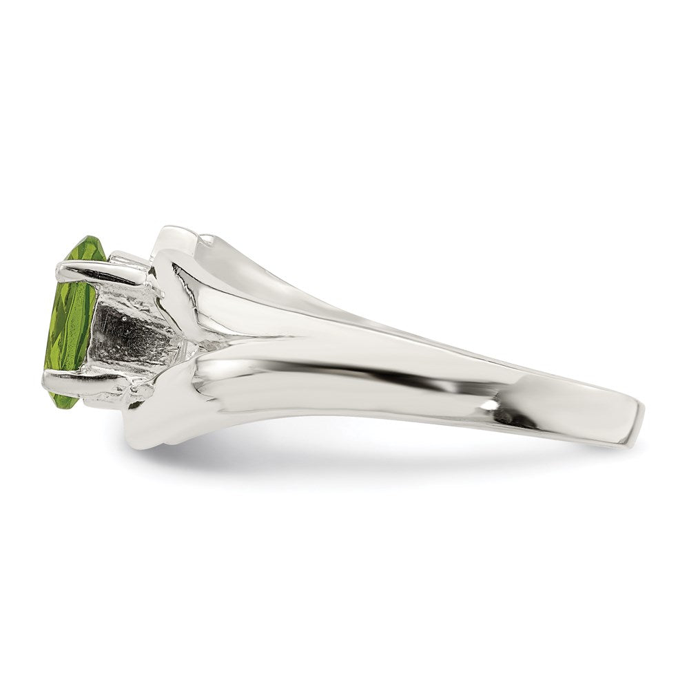 Sterlingsilber Lime Grün Oval Zirkonia Ring (size 7 Nur)