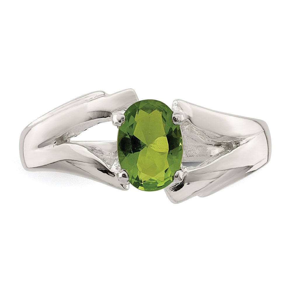Sterlingsilber Lime Grün Oval Zirkonia Ring (size 7 Nur)