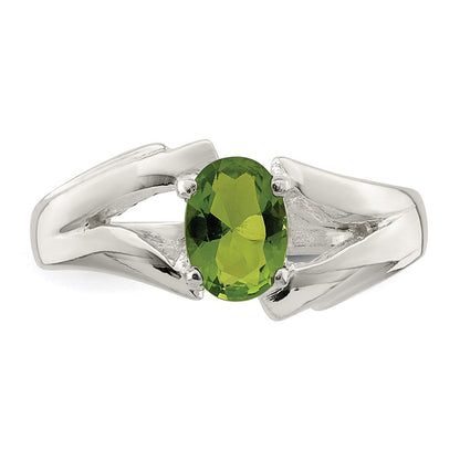 Sterlingsilber Lime Grün Oval Zirkonia Ring (size 7 Nur)