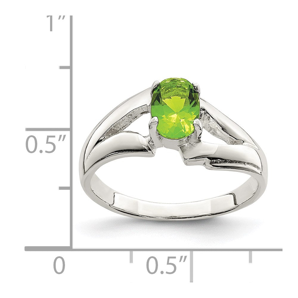 Sterlingsilber Lime Grün Oval Zirkonia Ring (size 7 Nur)