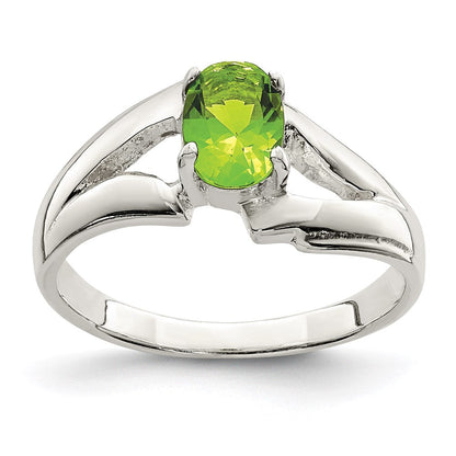 Sterlingsilber Lime Grün Oval Zirkonia Ring (size 7 Nur)