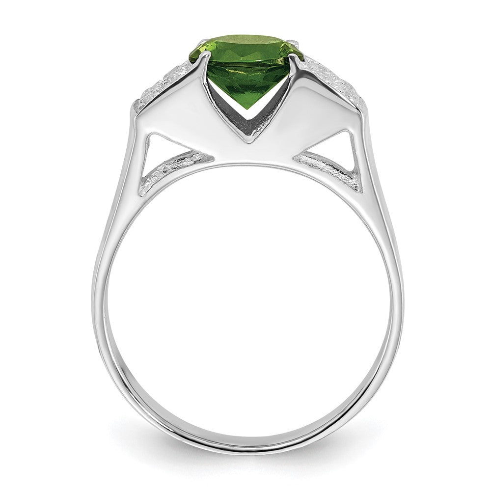 Sterlingsilber Lime Grün Rund Pavé‚äö Sides Zirkonia Ring