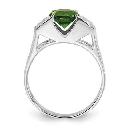 Sterlingsilber Lime Grün Rund Pavé‚äö Sides Zirkonia Ring