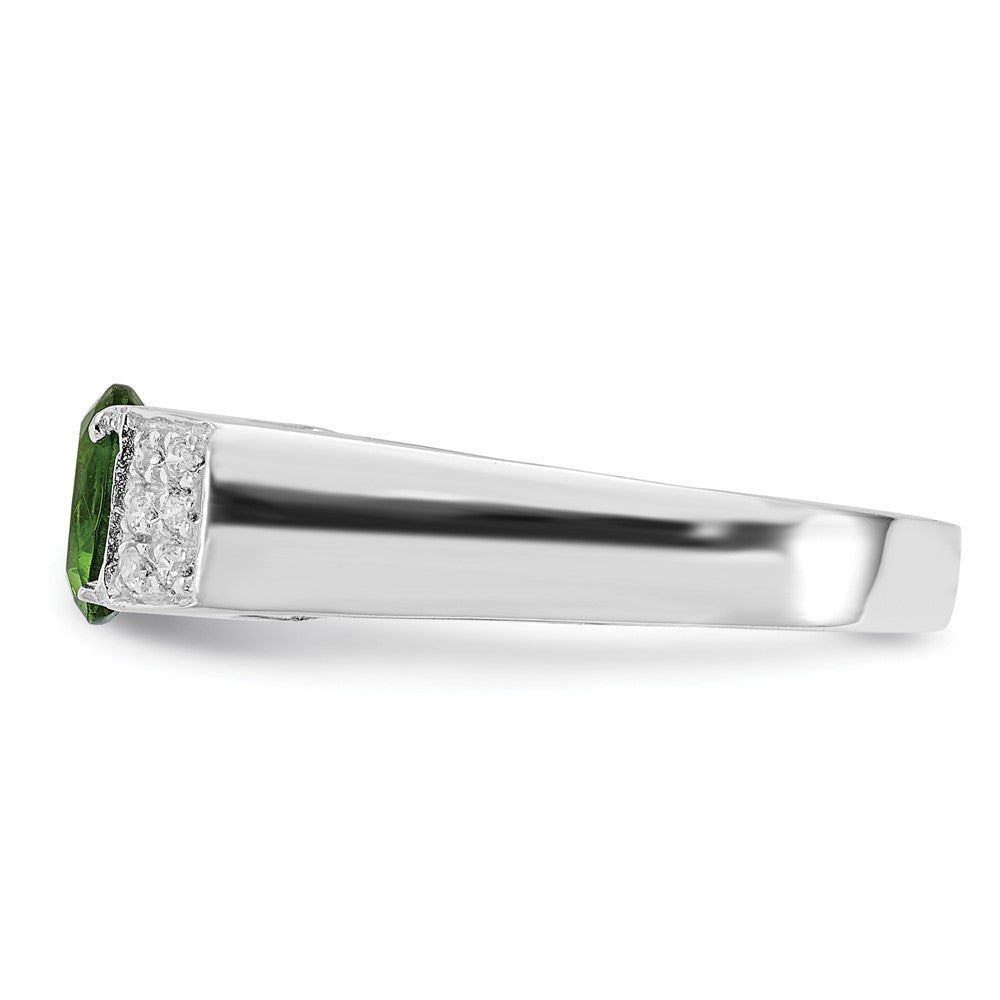 Sterlingsilber Lime Grün Rund Pavé‚äö Sides Zirkonia Ring