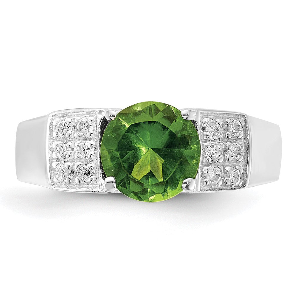 Sterlingsilber Lime Grün Rund Pavé‚äö Sides Zirkonia Ring