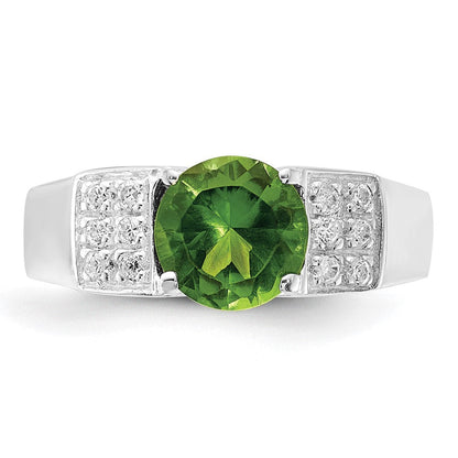 Sterlingsilber Lime Grün Rund Pavé‚äö Sides Zirkonia Ring