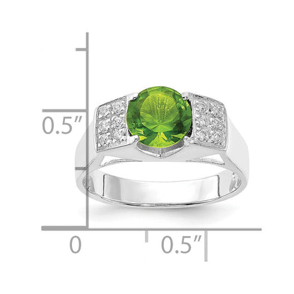 Sterlingsilber Lime Grün Rund Pavé‚äö Sides Zirkonia Ring