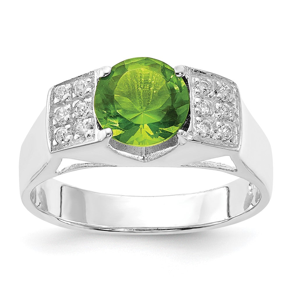 Sterlingsilber Lime Grün Rund Pavé‚äö Sides Zirkonia Ring
