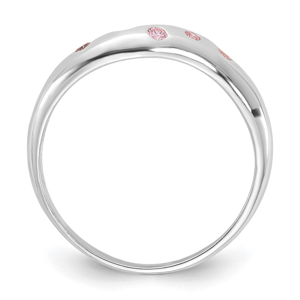 Sterlingsilber Rosa Zirkonia Gewellt Ring (size 7 Nur)