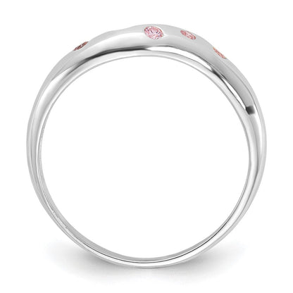 Sterlingsilber Rosa Zirkonia Gewellt Ring (size 7 Nur)