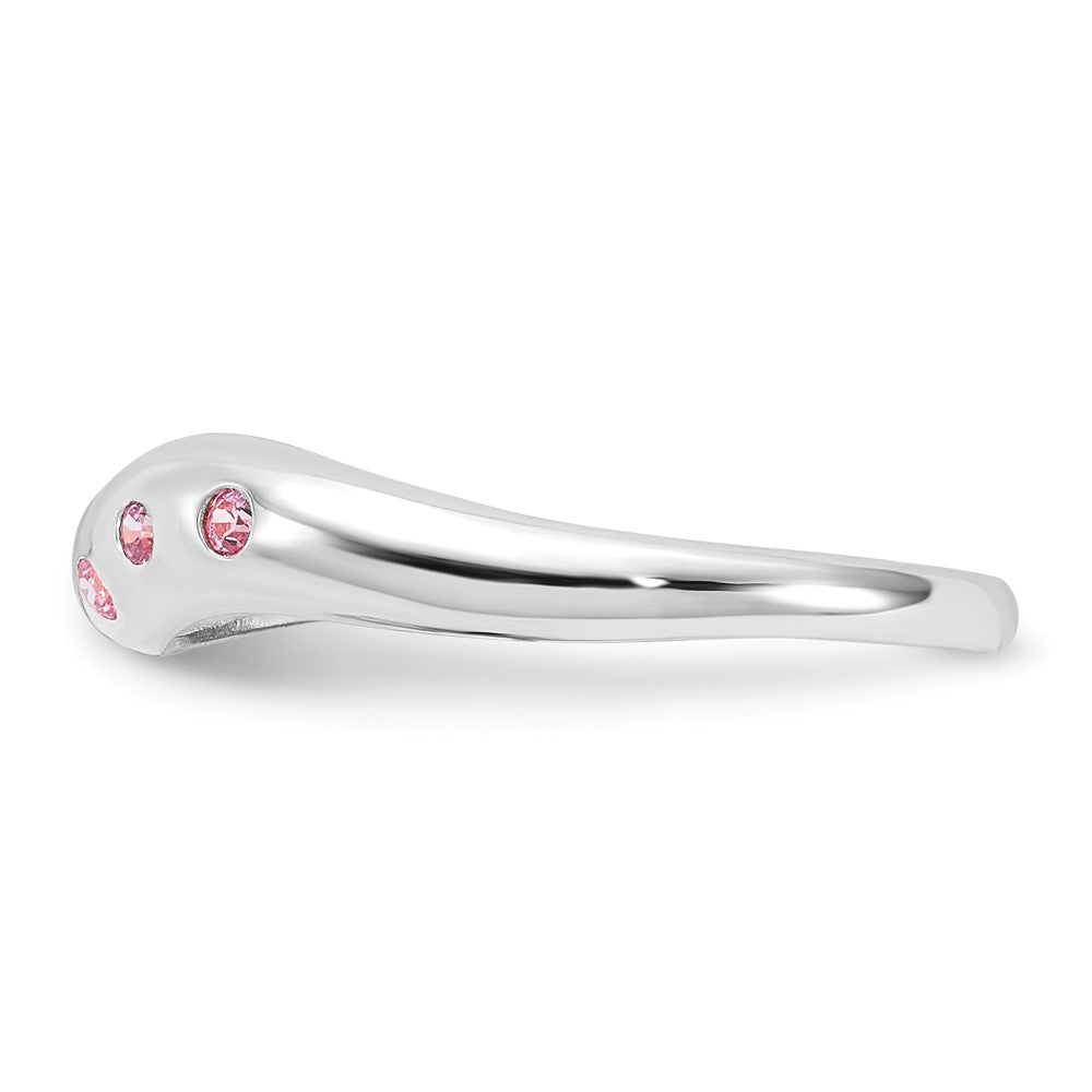 Sterlingsilber Rosa Zirkonia Gewellt Ring (size 7 Nur)