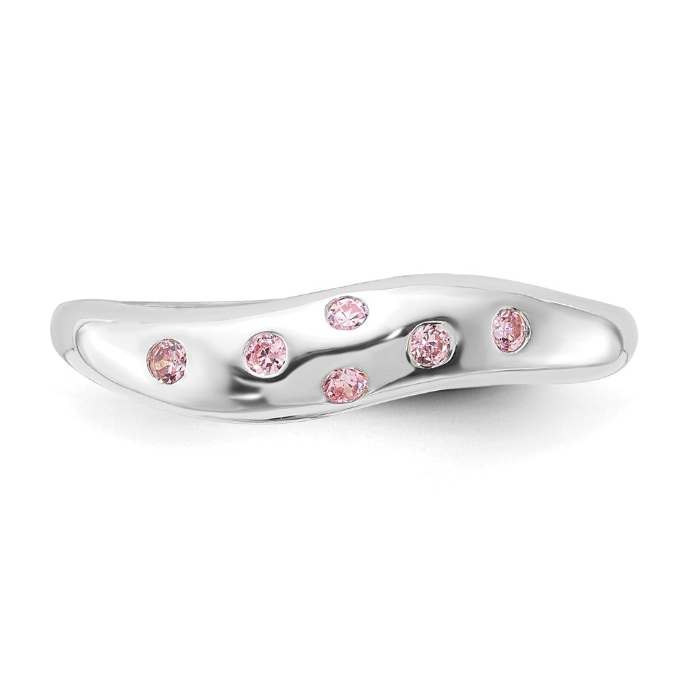 Sterlingsilber Rosa Zirkonia Gewellt Ring (size 7 Nur)
