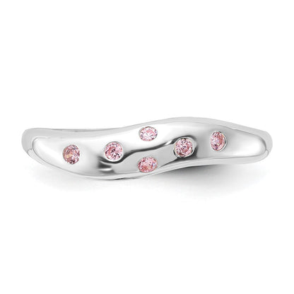 Sterlingsilber Rosa Zirkonia Gewellt Ring (size 7 Nur)