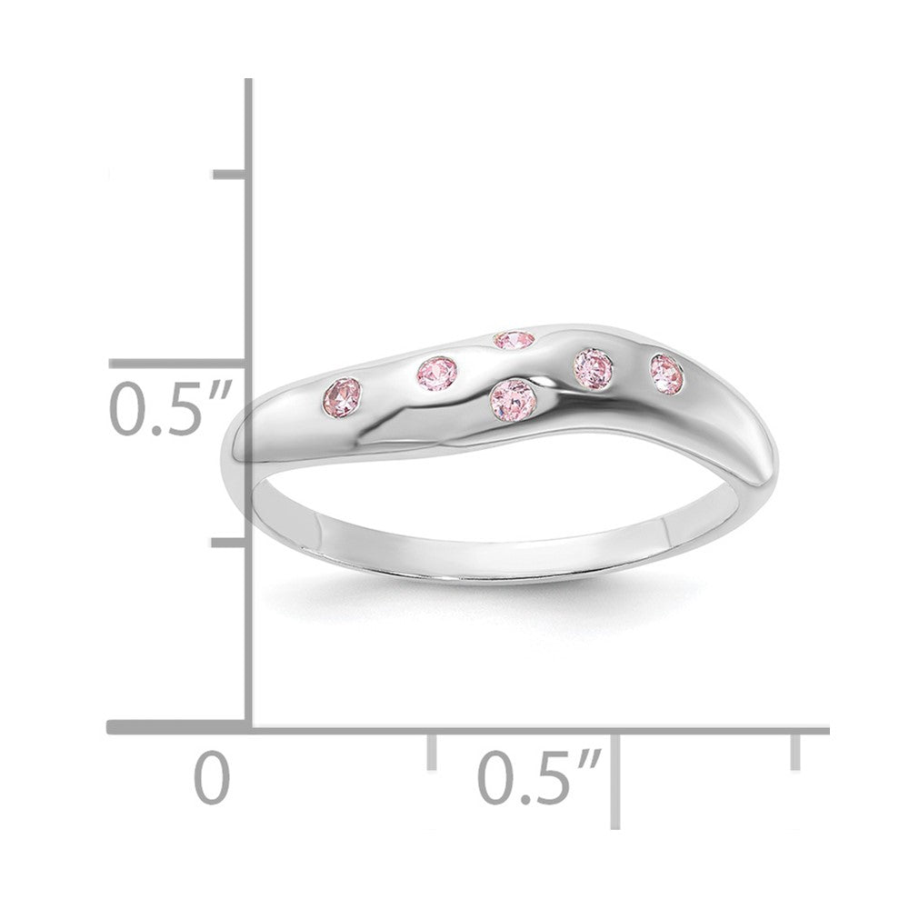 Sterlingsilber Rosa Zirkonia Gewellt Ring (size 7 Nur)