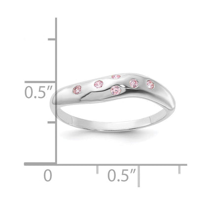 Sterlingsilber Rosa Zirkonia Gewellt Ring (size 7 Nur)