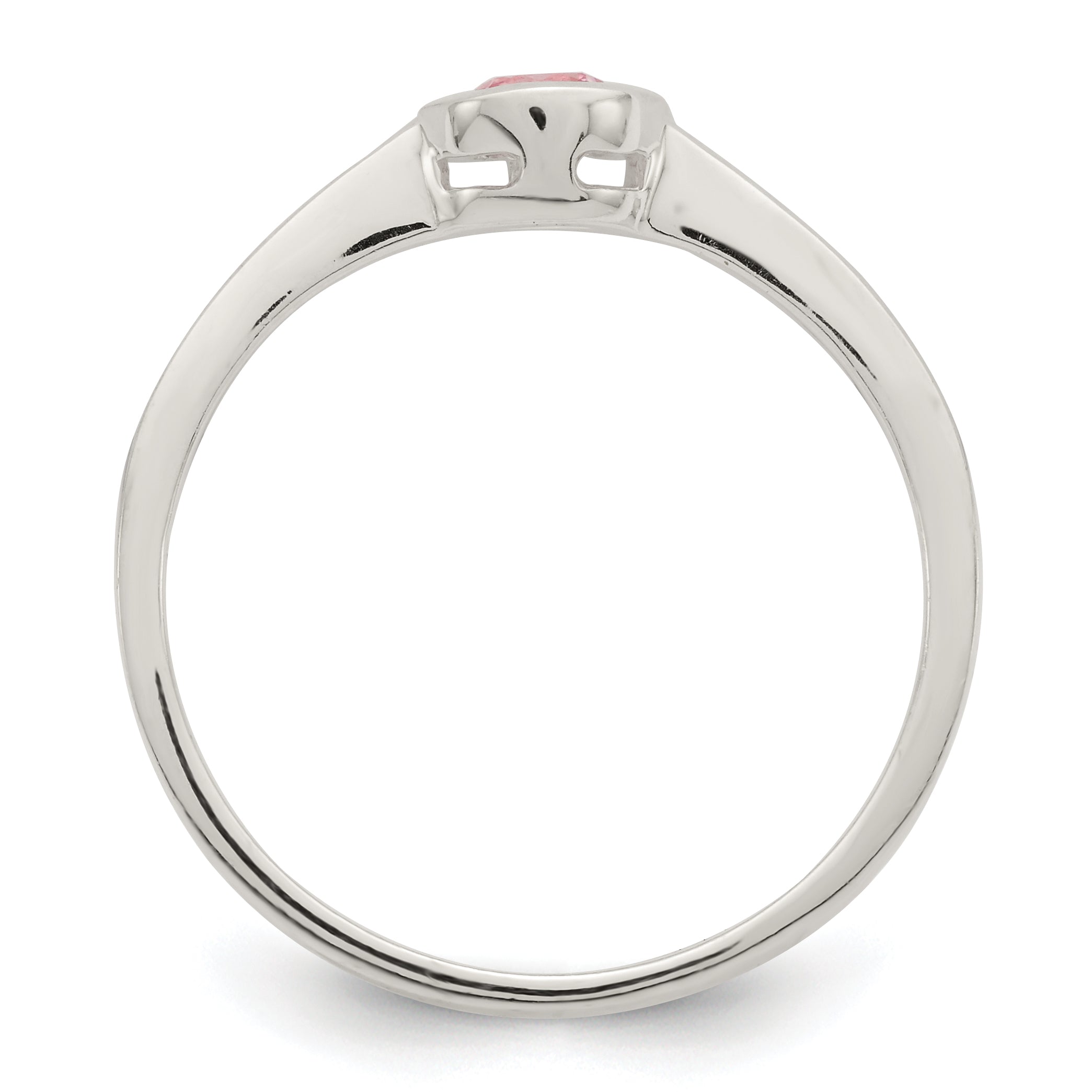 Sterlingsilber Rosa Rund Zargenfassung Zirkonia Ring