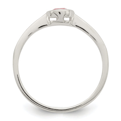 Sterlingsilber Rosa Rund Zargenfassung Zirkonia Ring