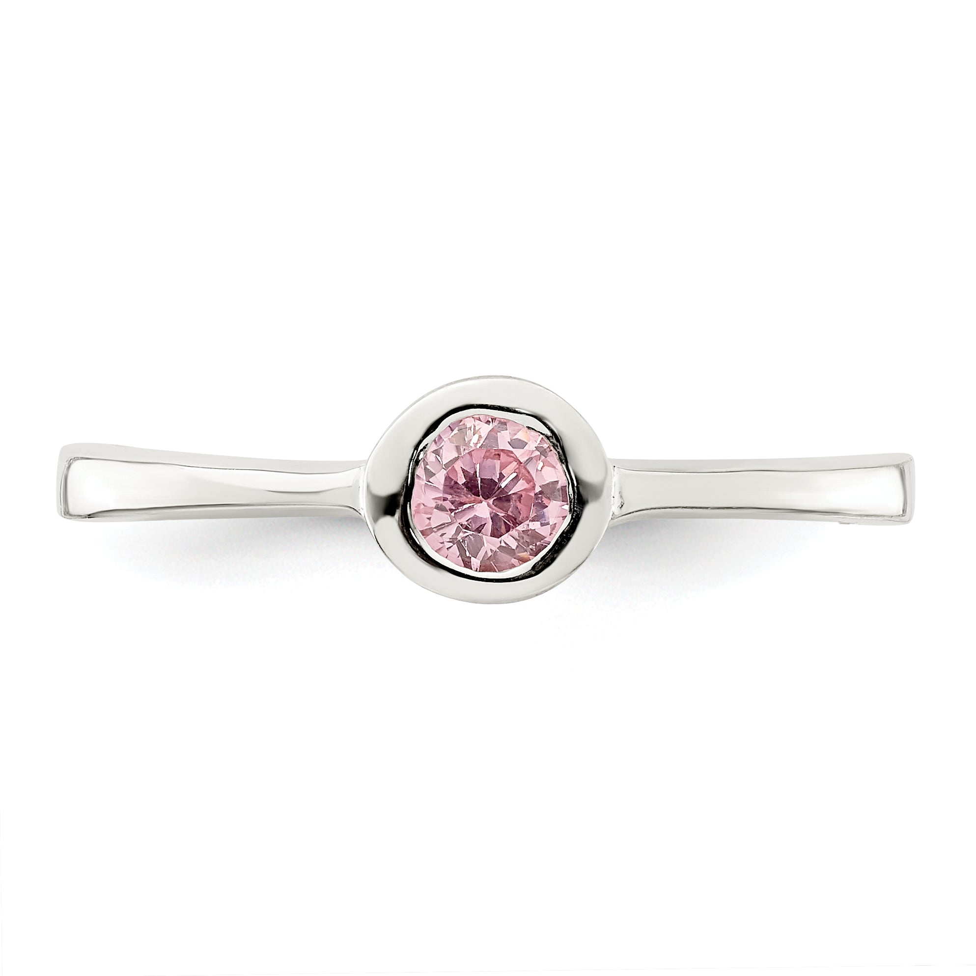 Sterlingsilber Rosa Rund Zargenfassung Zirkonia Ring