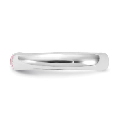 Sterlingsilber Rosa Oval Zirkonia Halb Zargenfassung Ring