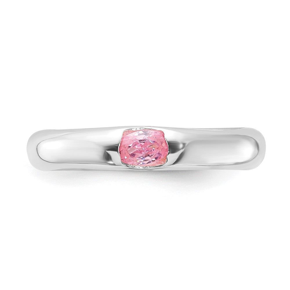 Sterlingsilber Rosa Oval Zirkonia Halb Zargenfassung Ring