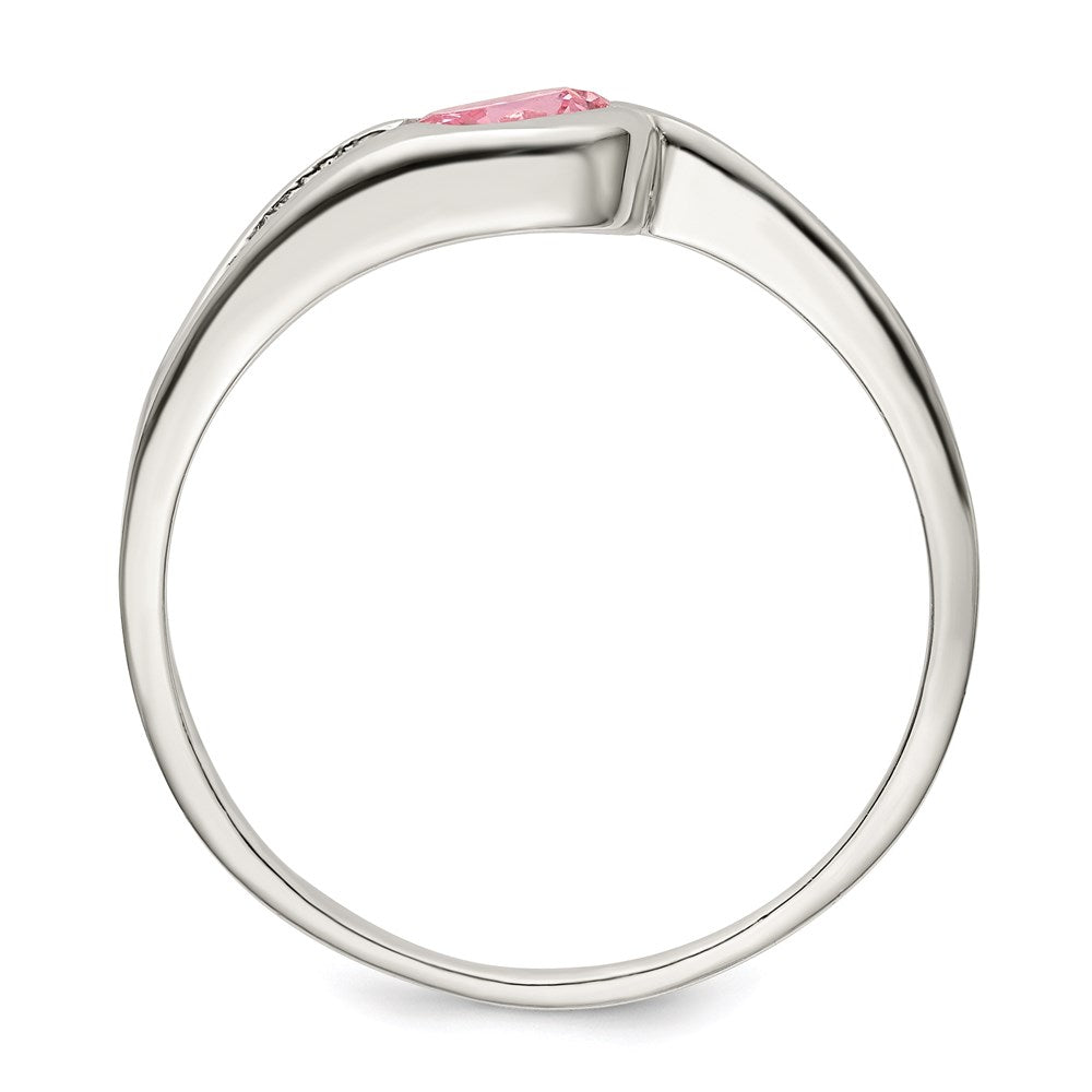 Sterlingsilber Rosa Rund Zargenfassung Zirkonia Ring