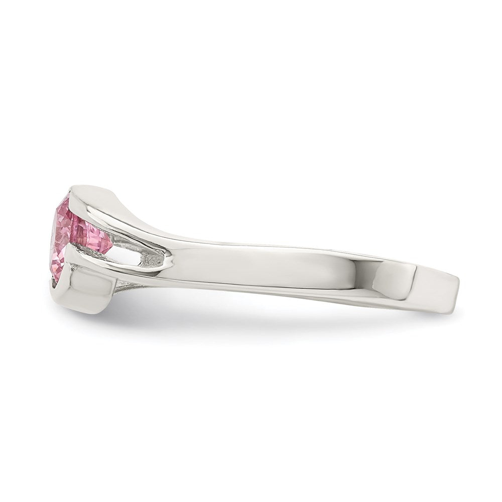 Sterlingsilber Rosa Rund Zargenfassung Zirkonia Ring
