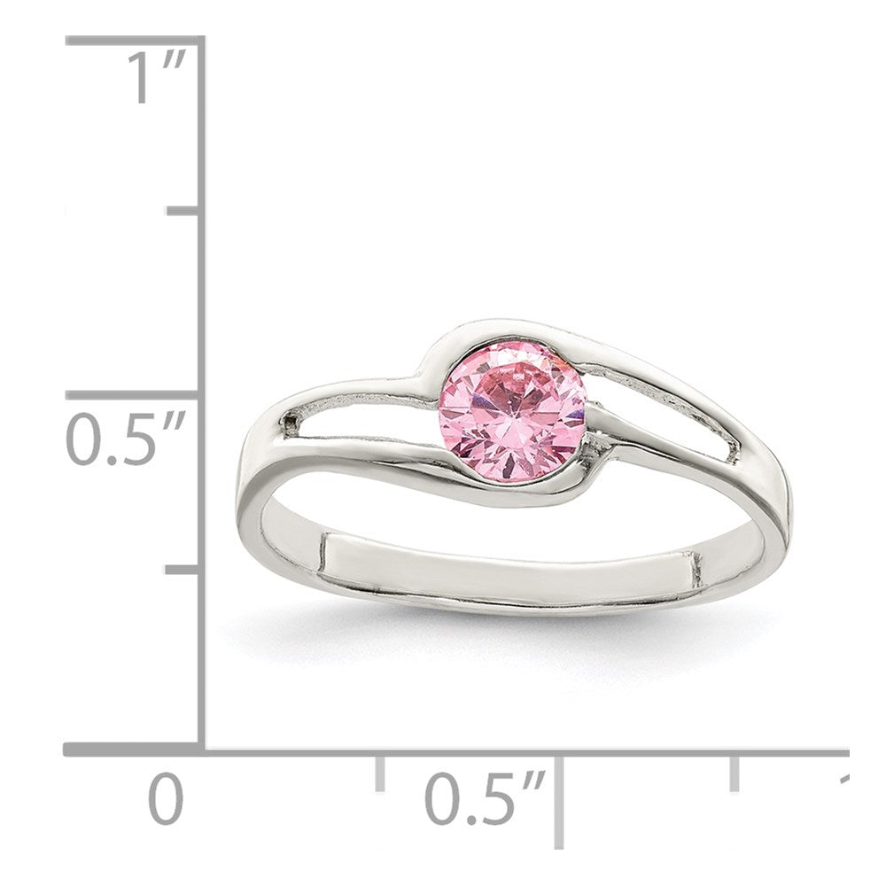 Sterlingsilber Rosa Rund Zargenfassung Zirkonia Ring
