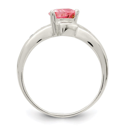 Sterlingsilber Rosa Trillant Zirkonia Ring (size 6 Nur)