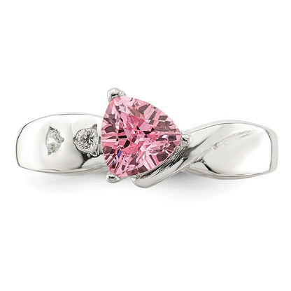 Sterlingsilber Rosa Trillant Zirkonia Ring (size 6 Nur)
