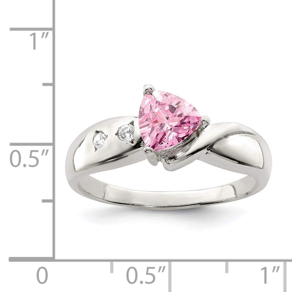 Sterlingsilber Rosa Trillant Zirkonia Ring (size 6 Nur)