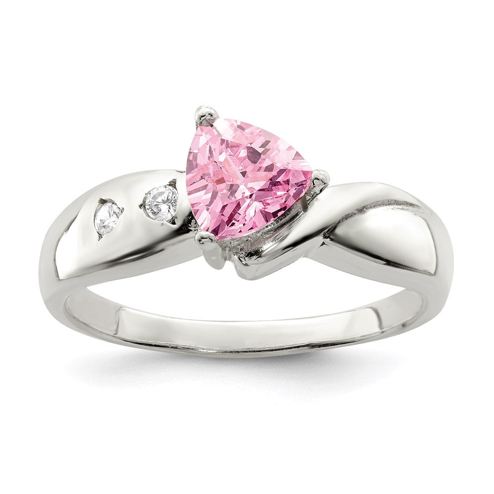 Sterlingsilber Rosa Trillant Zirkonia Ring (size 6 Nur)