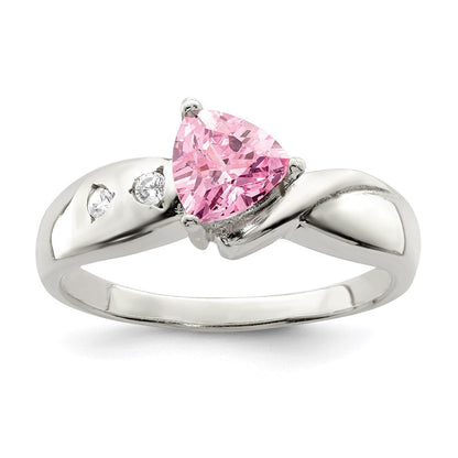 Sterlingsilber Rosa Trillant Zirkonia Ring (size 6 Nur)