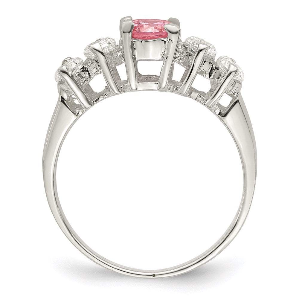 Sterlingsilber Rosa Rund Zirkonia Seite Steine Ring