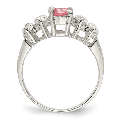 Sterlingsilber Rosa Rund Zirkonia Seite Steine Ring