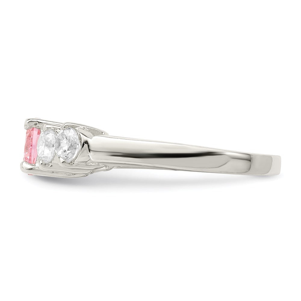 Sterlingsilber Rosa Rund Zirkonia Seite Steine Ring